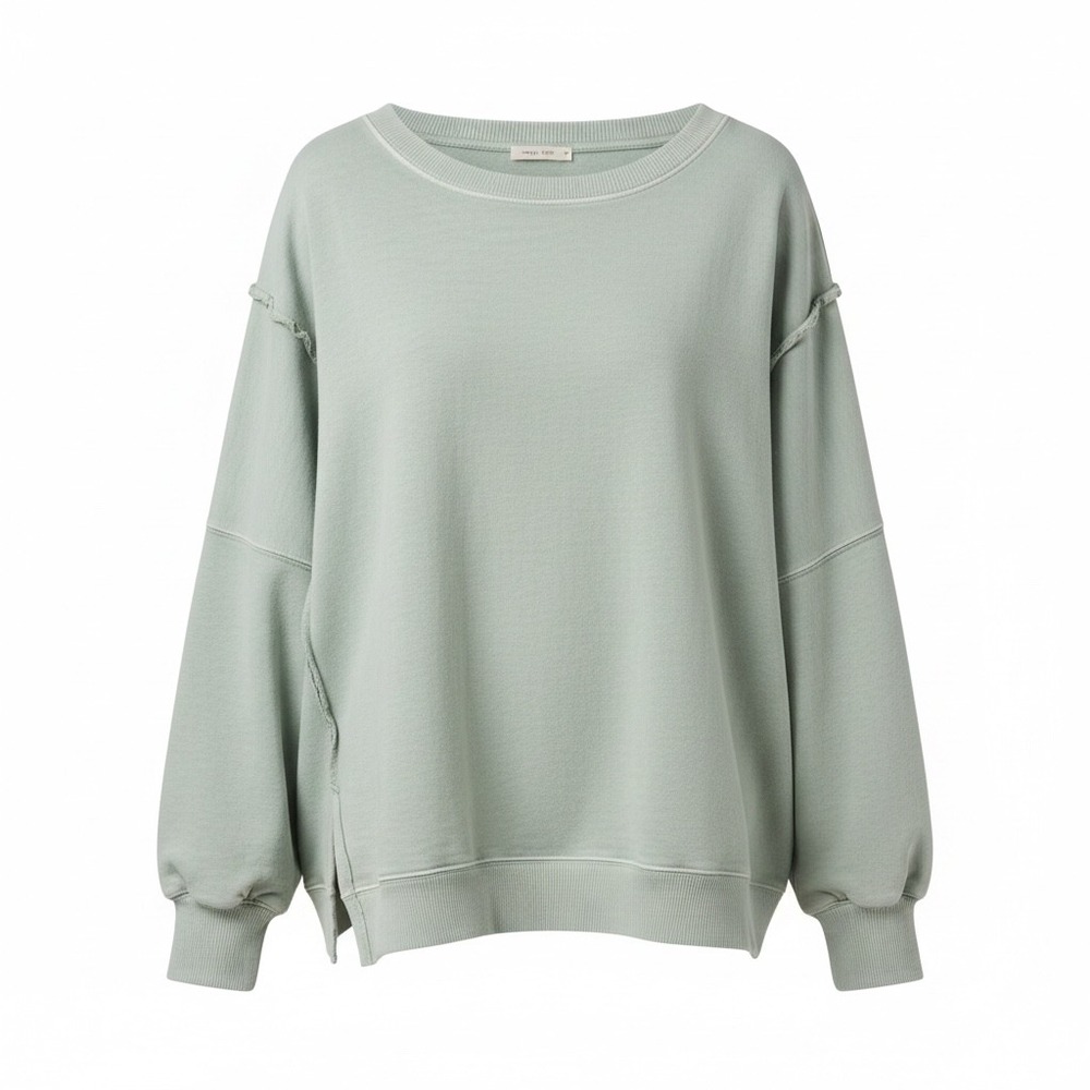 American Eagle Sweatshirt Women XL Sage Green Oversized Exposed Seam Pullover